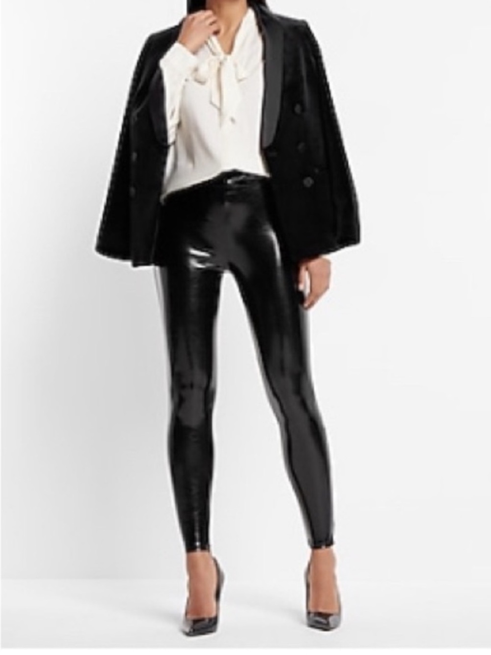 Express High-Shine Black Faux Leather Leggings